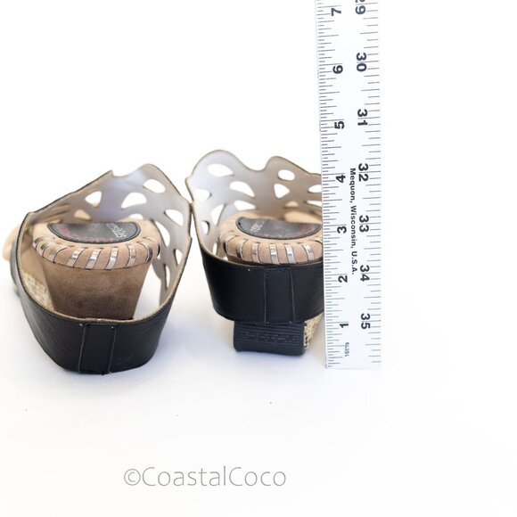 Modzori Troya Reversible Sandals 9 Wedge Thong Black/White Cutout Bohemian Artsy - Picture 10 of 10